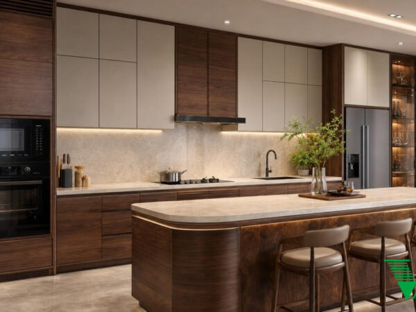 Phòng bếp Gỗ óc chó tự nhiên Bắc Mỹ Không gian nội thất gỗ óc chó cao cấp V68