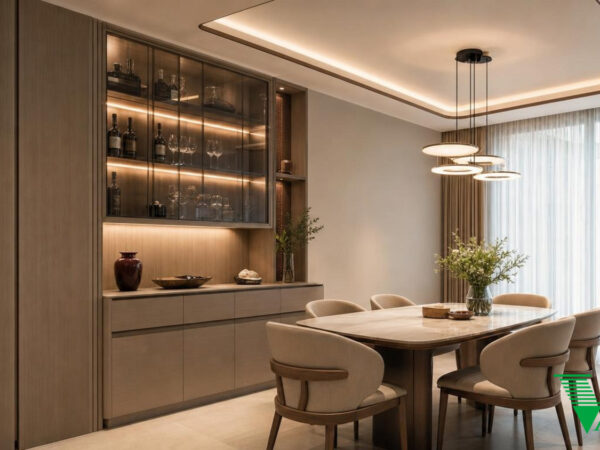 Phòng ăn Hiện đại Không gian nội thất nhà phố cao cấp V68