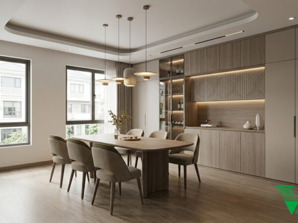 Phòng ăn Hiện đại Không gian nội thất nhà phố cao cấp V68