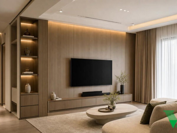 Phòng khách Hiện đại Không gian nội thất nhà phố cao cấp V68