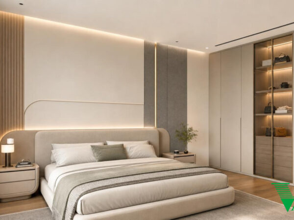 Phòng ngủ 1 Hiện đại Không gian nội thất nhà phố cao cấp V68