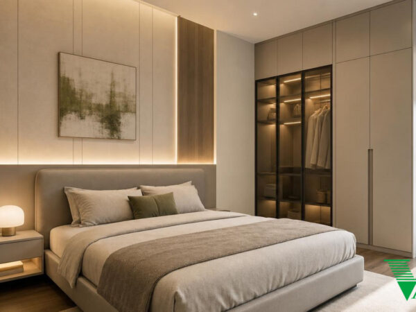 Phòng ngủ 2 Hiện đại Không gian nội thất nhà phố cao cấp V68