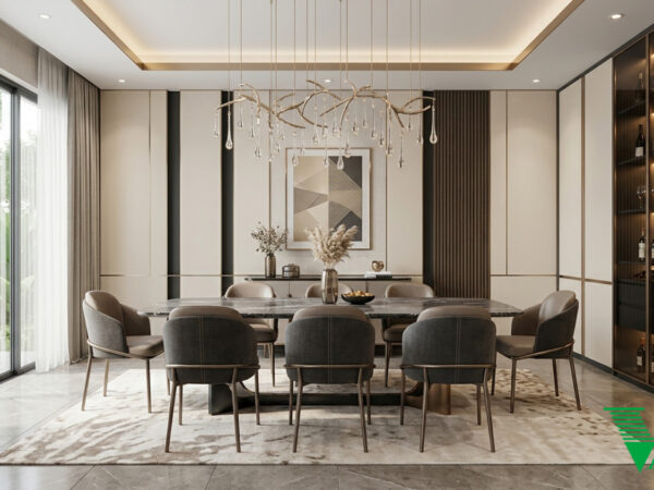 Phòng ăn Luxury hiện đại Không gian nội thất biệt thự cao cấp V68