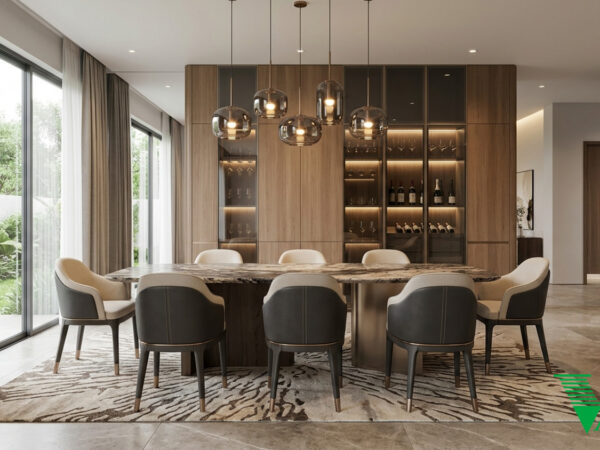 Phòng ăn Luxury hiện đại Không gian nội thất biệt thự cao cấp V68