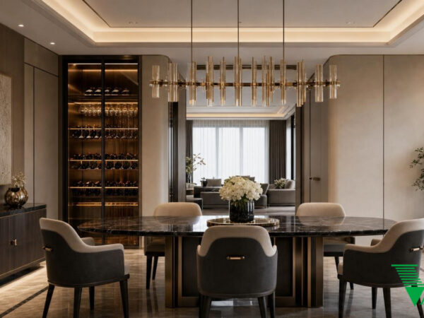 Phòng ăn Luxury hiện đại Không gian nội thất biệt thự cao cấp V68