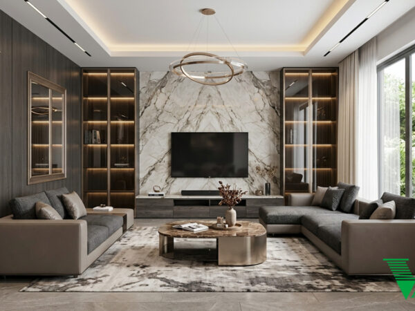 Phòng khách Luxury hiện đại Không gian nội thất biệt thự cao cấp V68