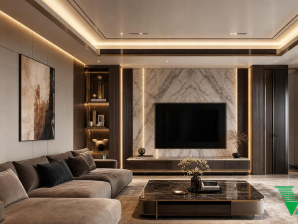Phòng khách Luxury hiện đại Không gian nội thất biệt thự cao cấp V68