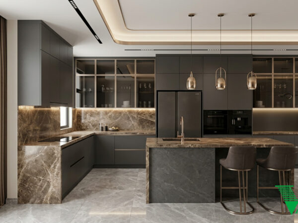 Phòng bếp Luxury hiện đại Không gian nội thất chung cư cao cấp V68