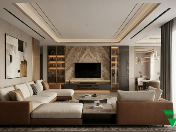 Phòng khách Luxury hiện đại Không gian nội thất chung cư cao cấp V68