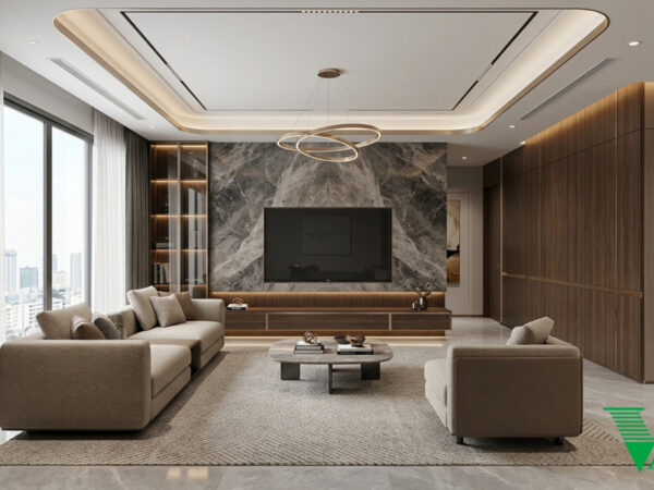 Phòng khách Luxury hiện đại Không gian nội thất chung cư cao cấp V68