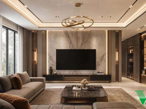 Phòng khách Luxury hiện đại Không gian nội thất chung cư cao cấp V68