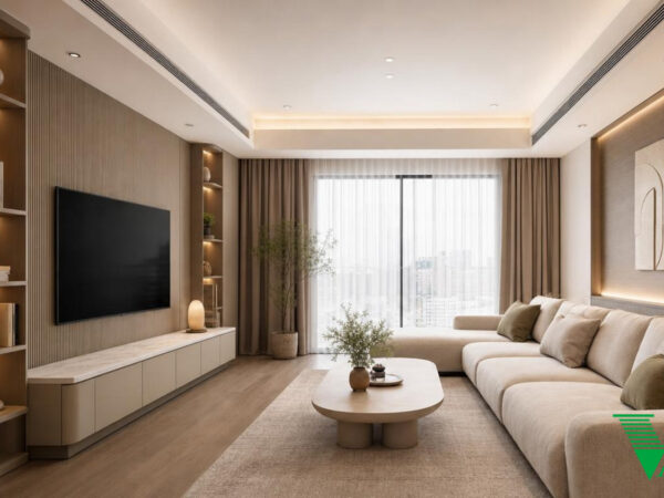 Phòng khách Hiện đại Không gian nội thất chung cư cao cấp V68