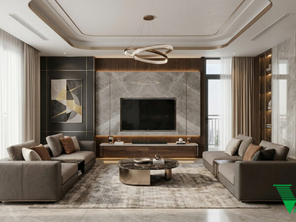 Phòng khách Luxury hiện đại Không gian nội thất chung cư cao cấp V68