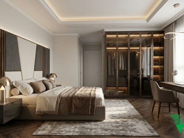 Phòng ngủ 2 Luxury hiện đại Không gian nội thất chung cư cao cấp V68