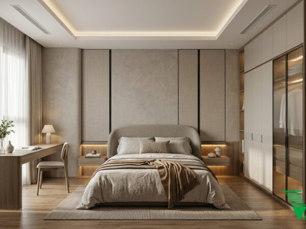 Phòng ngủ 2 Hiện đại Không gian nội thất nhà phố cao cấp V68