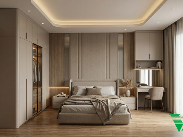 Phòng ngủ 2 Hiện đại Không gian nội thất nhà phố cao cấp V68