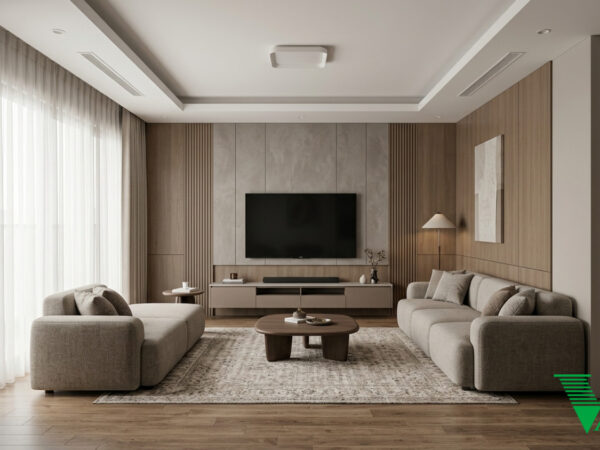 Phòng khách Hiện đại Không gian thiết kế nội thất duplex cao cấp V68